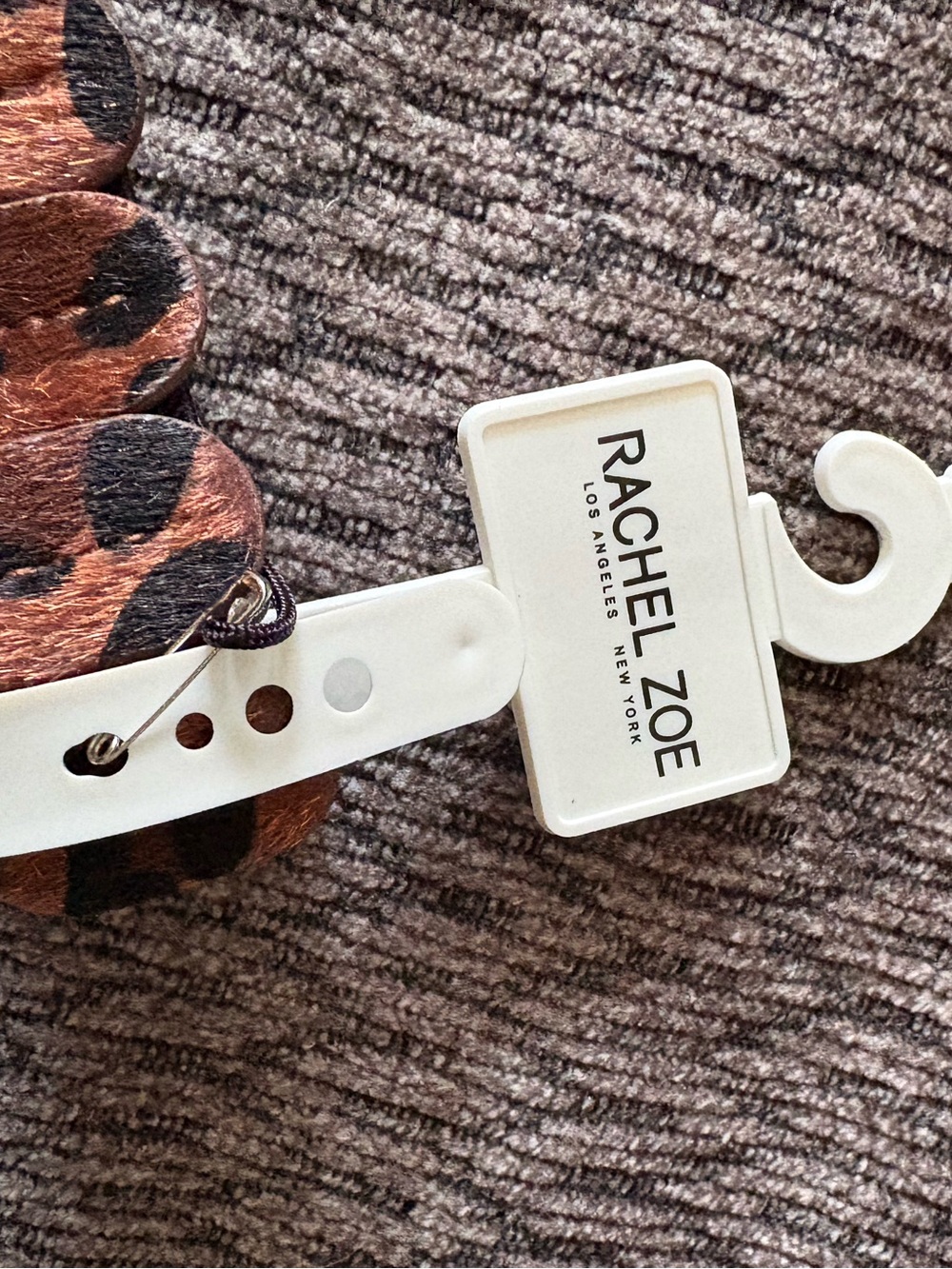 NWT Rachel Zoe Anthropologie Leopard Print Faux Calf Hair Stretch Belt L/XL - Picture 7 of 10